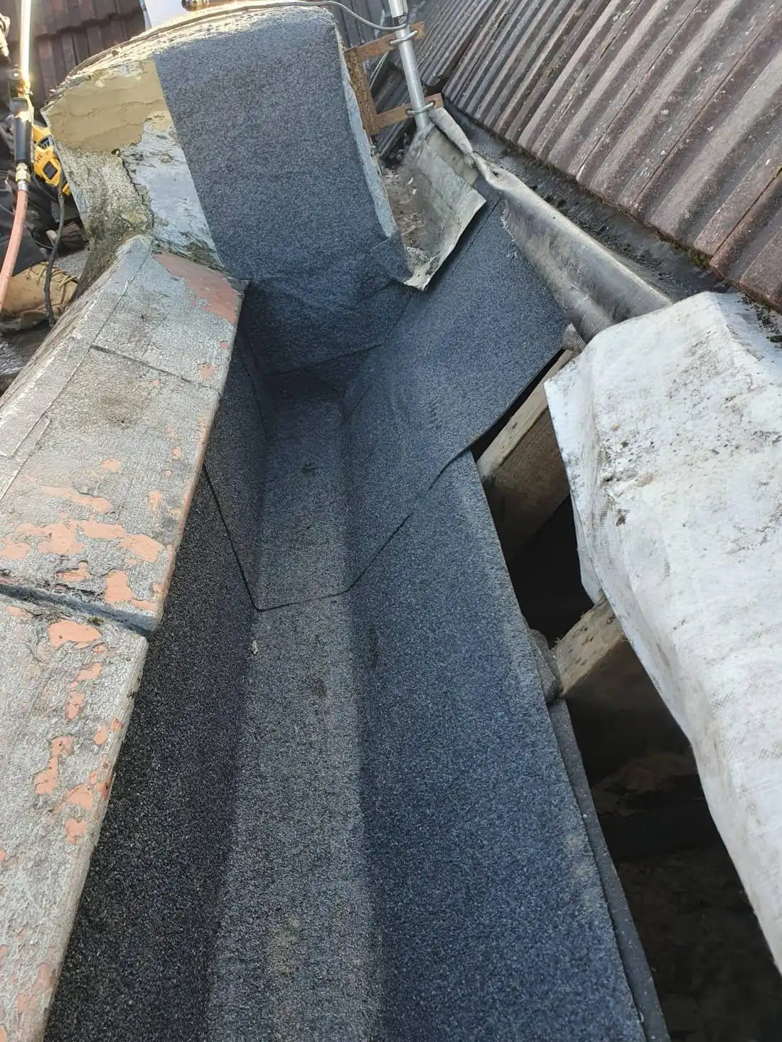 A box gutter rebuilt and re-felted